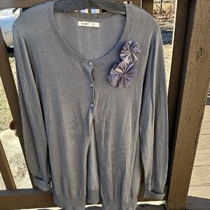 J. Crew Gray Cardigan with Floral Accents